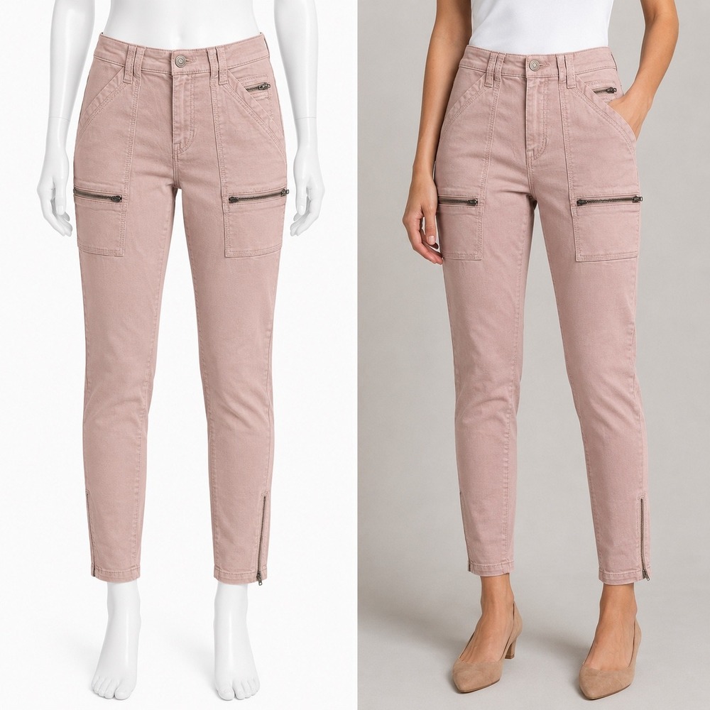 Joie Jeans Cargo Pant Women 27 Pink Park Skinny Utilitarian Zipper Ankle Pockets